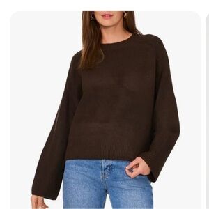 Vince Camuto crewneck balloon sleeve sweater chocolate